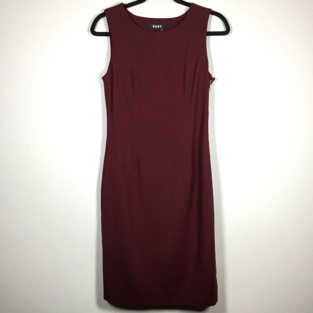DKNY‎ Burgundy Closet Staple Minimalist Classic Formal Sleeveless Dress Size 4